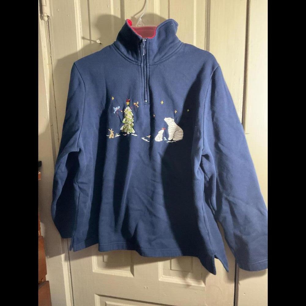 Breckenridge Festive Polar Bear Half-Zip Pullover 2X